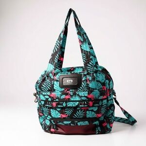 NWOT Lug Puddle Jumper Navy Flamingo Tropical  Overnight Shoulder Bag Tote